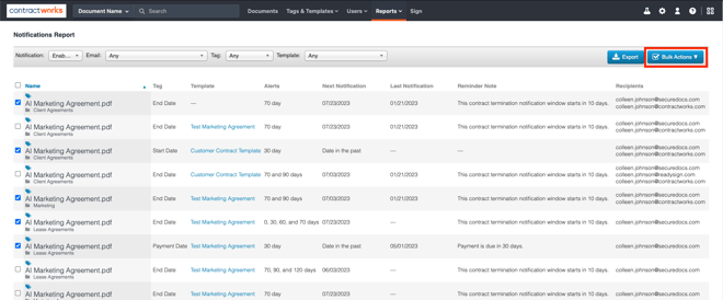 Bulk Actions Blue