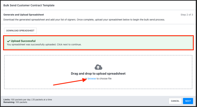 Upload Spreadsheet